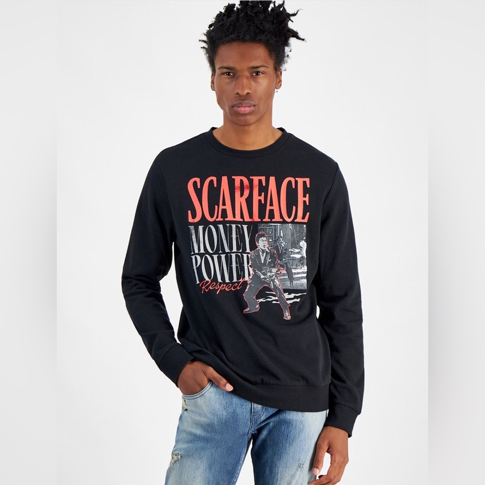 Hybrid Apparel Scarface Black Graphic Crewneck Sweatshirt-Black-Medium NWT🔥